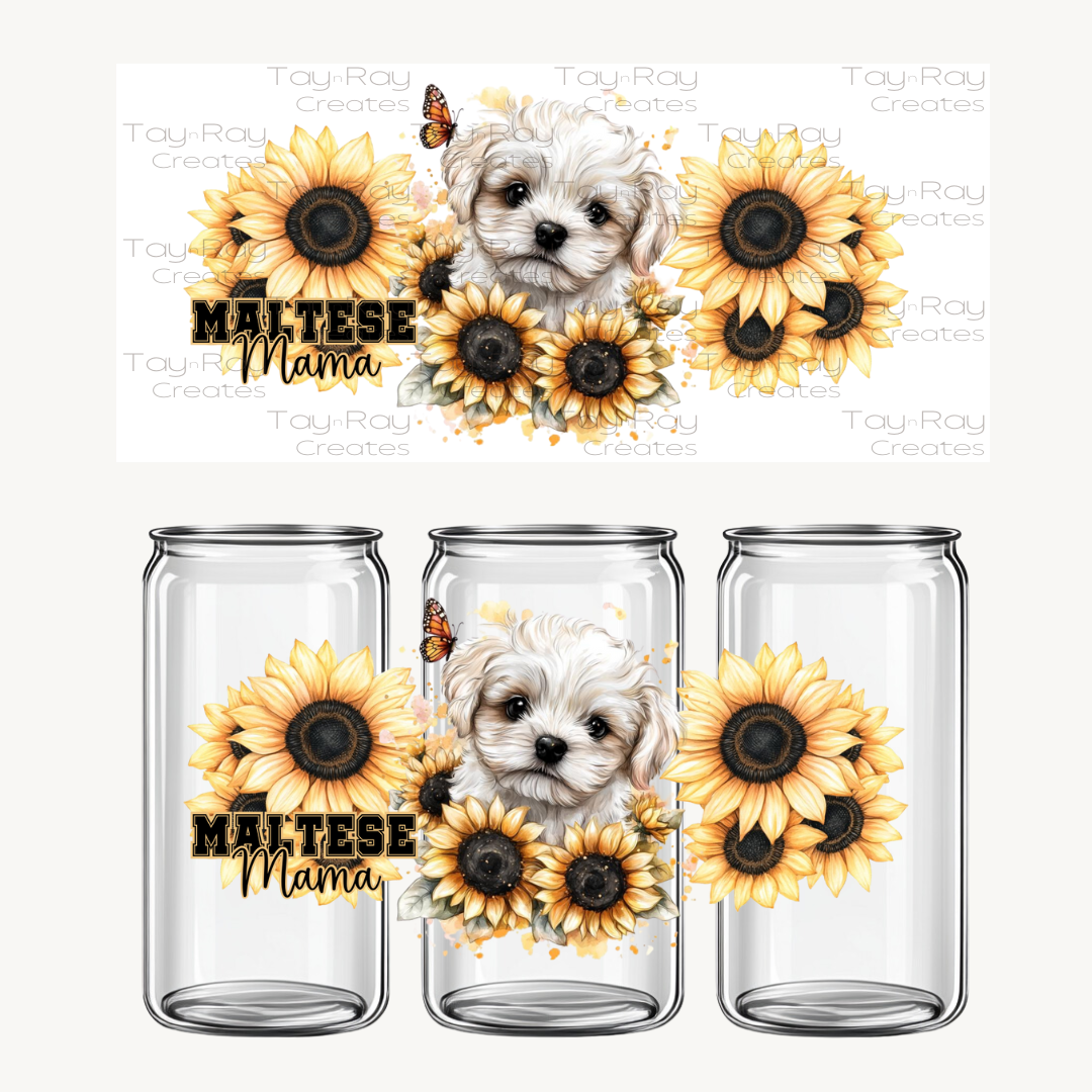 16oz UV DTF Wrap | Dog Mama yellow | Maltese
