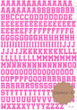 UV DTF Wrap sheet | A-Z letters Hot pink