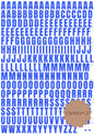 UV DTF Wrap sheet | A-Z letters Dark blue