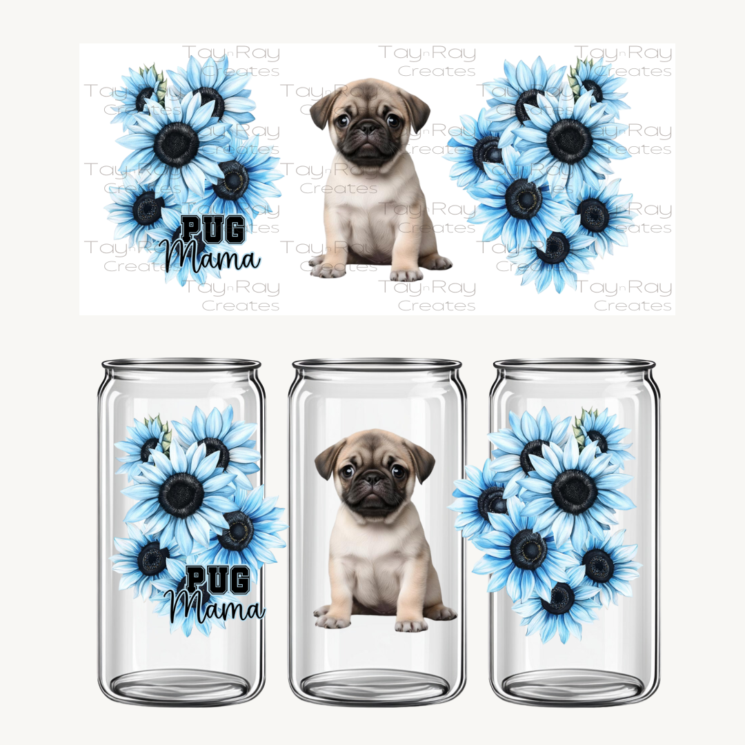 16oz UV DTF Wrap | Dog Mama blue