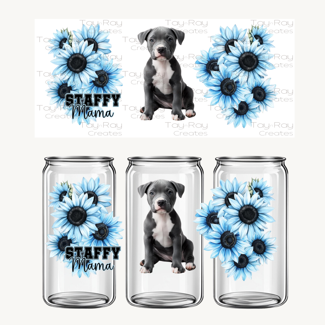 16oz UV DTF Wrap | Dog Mama blue