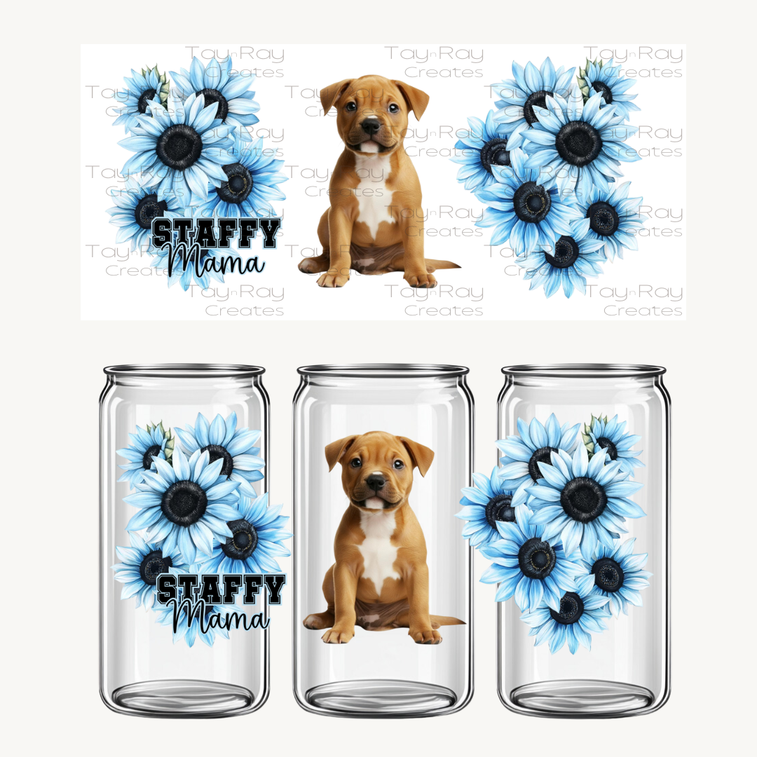 16oz UV DTF Wrap | Dog Mama blue